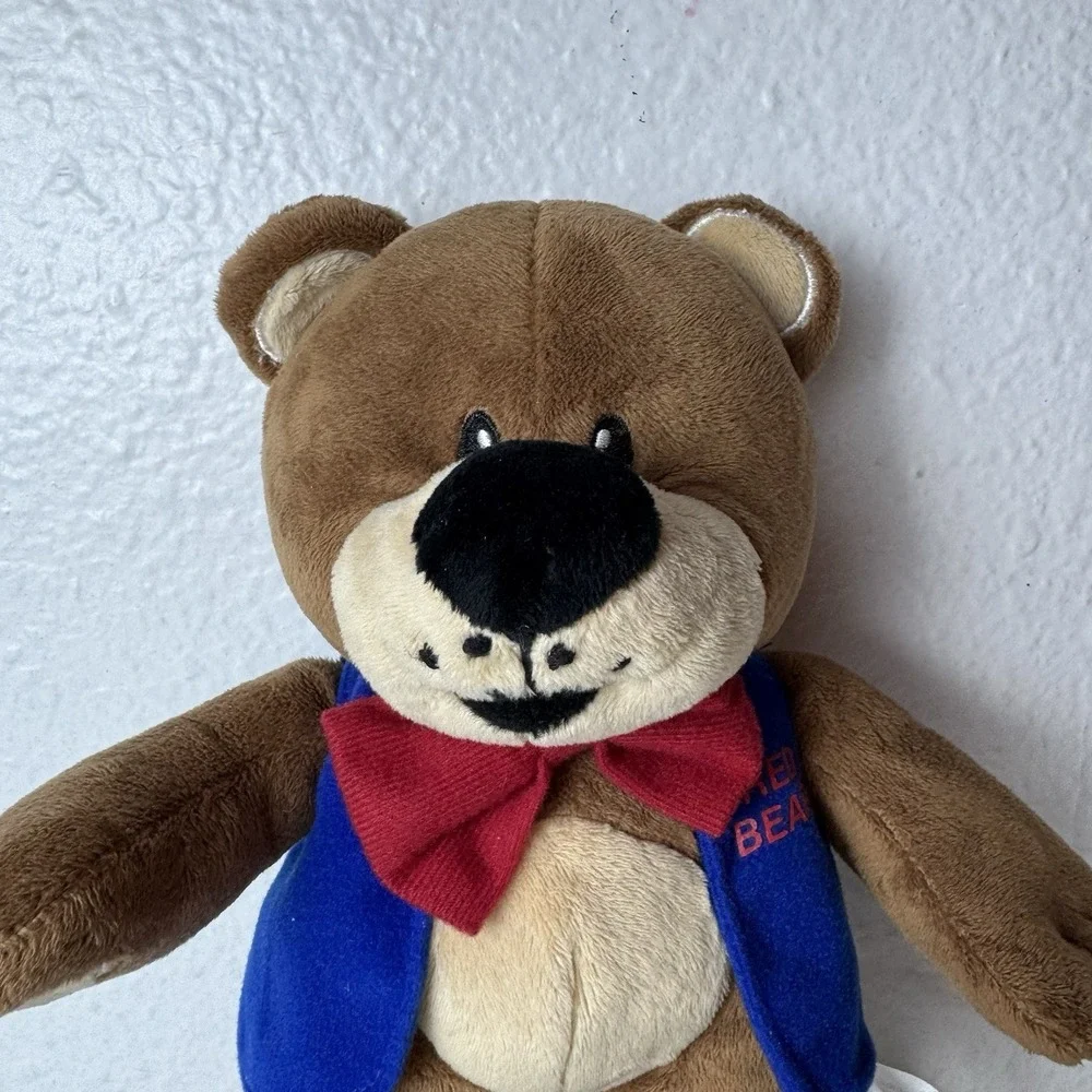 Fred Meyer Bear Plush Stuffed Animal Mascot DocuSource Blue Vest Advertising